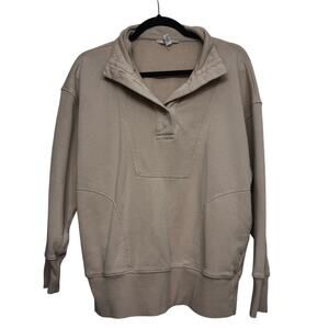 Time and Tru Tan Pullover Sweatshirt Size Small Cozy Funnel Neck Pocketed Women